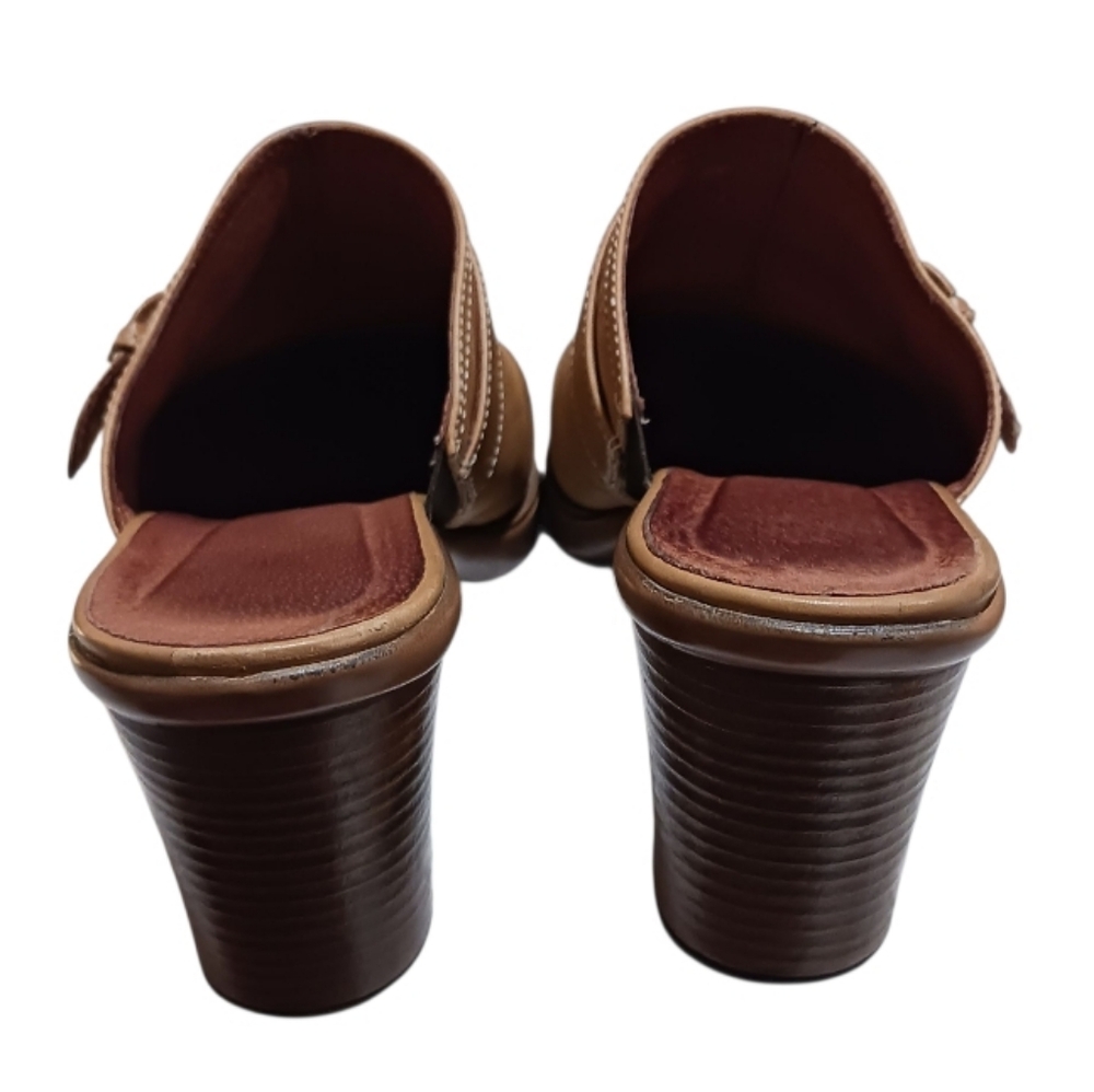 Dansko Leather Mule Clog Block Heel Slip-On Camel - Picture 9 of 13